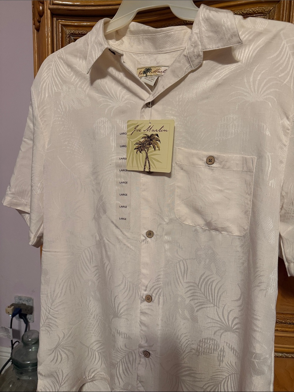 Joe Marlin White Tropical Short Sleeve Button-Down Shirt